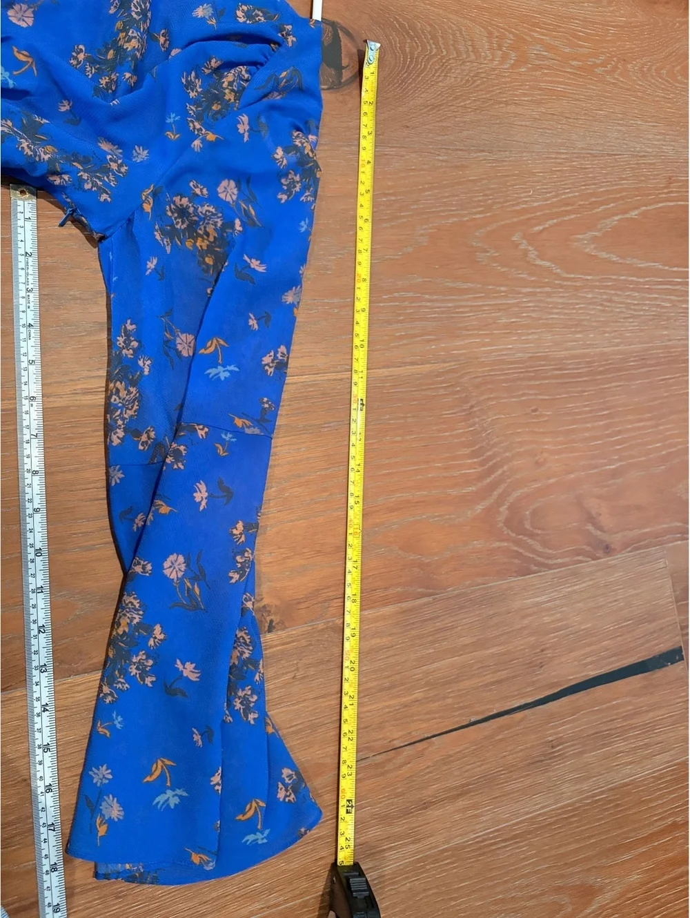 Free People Blue Floral Dress Bell Sleeve Size Small